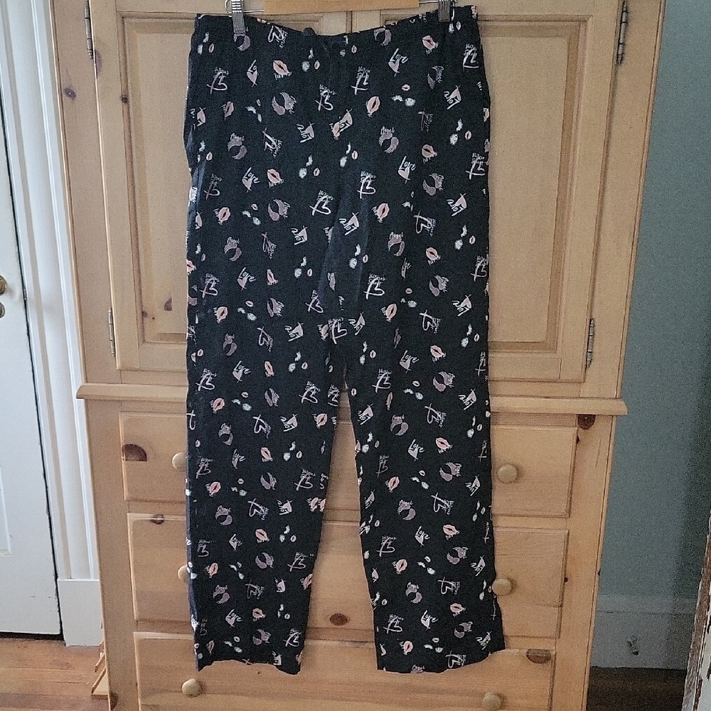 Victoria's Secret Black Pajama Pants with Pink Accents